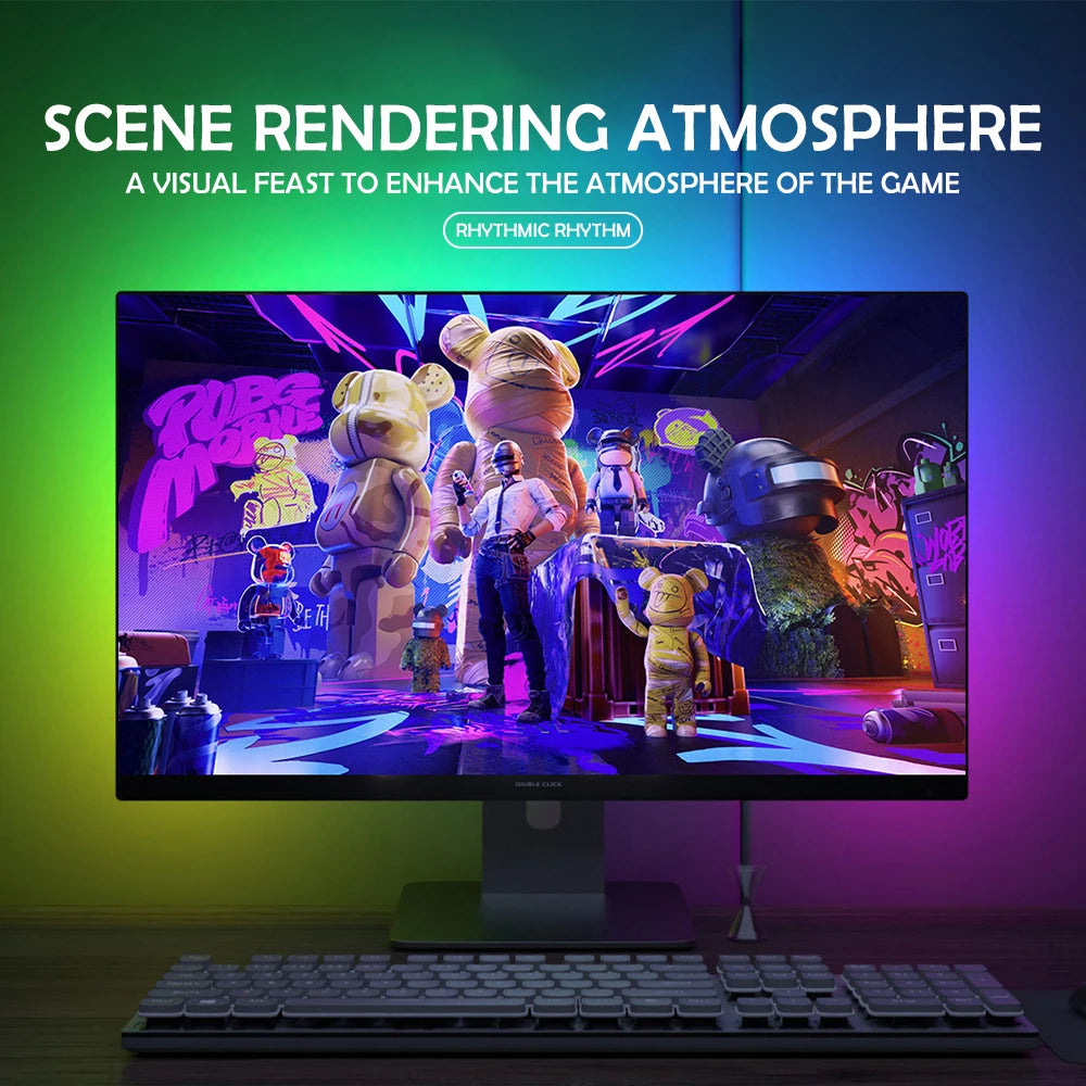Bande Lumineuse RGB LED de Rétroéclairage pour Moniteur PC | Synchronisation Écran et Musique | Kit d'Ambiance Gaming