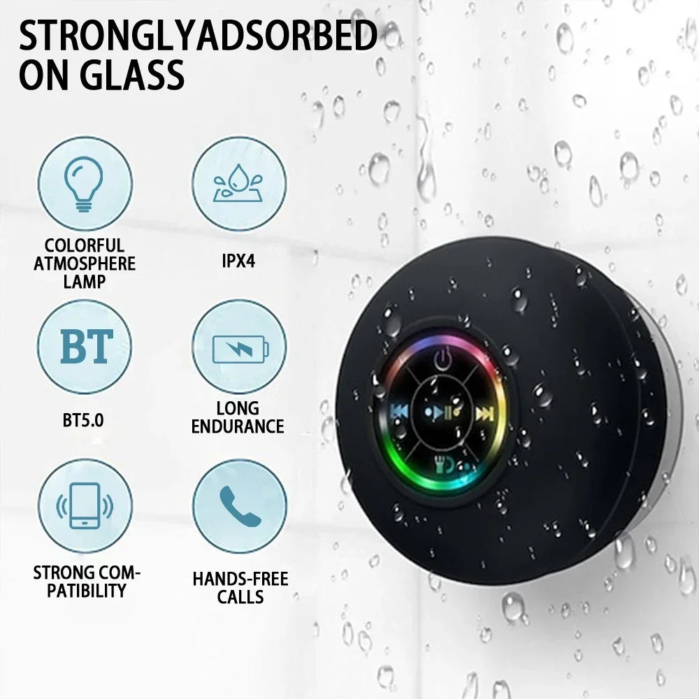 Mini Enceinte Bluetooth LED – La musique partout, même sous la douche