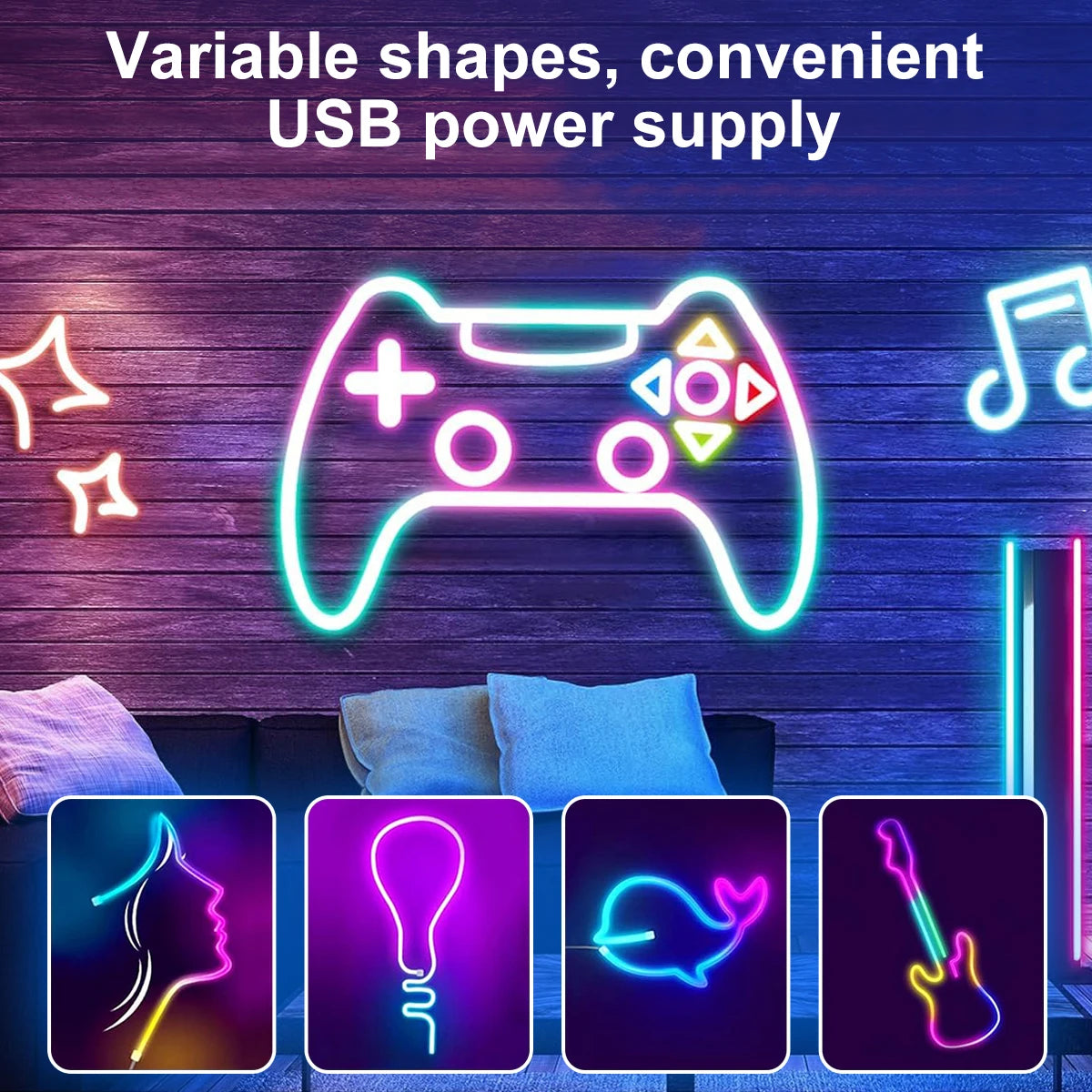 Bande LED Néon RGBIC 5V Bluetooth | Contrôle APP & Télécommande | Synchronisation Musicale pour Chambre & Décoration DIY