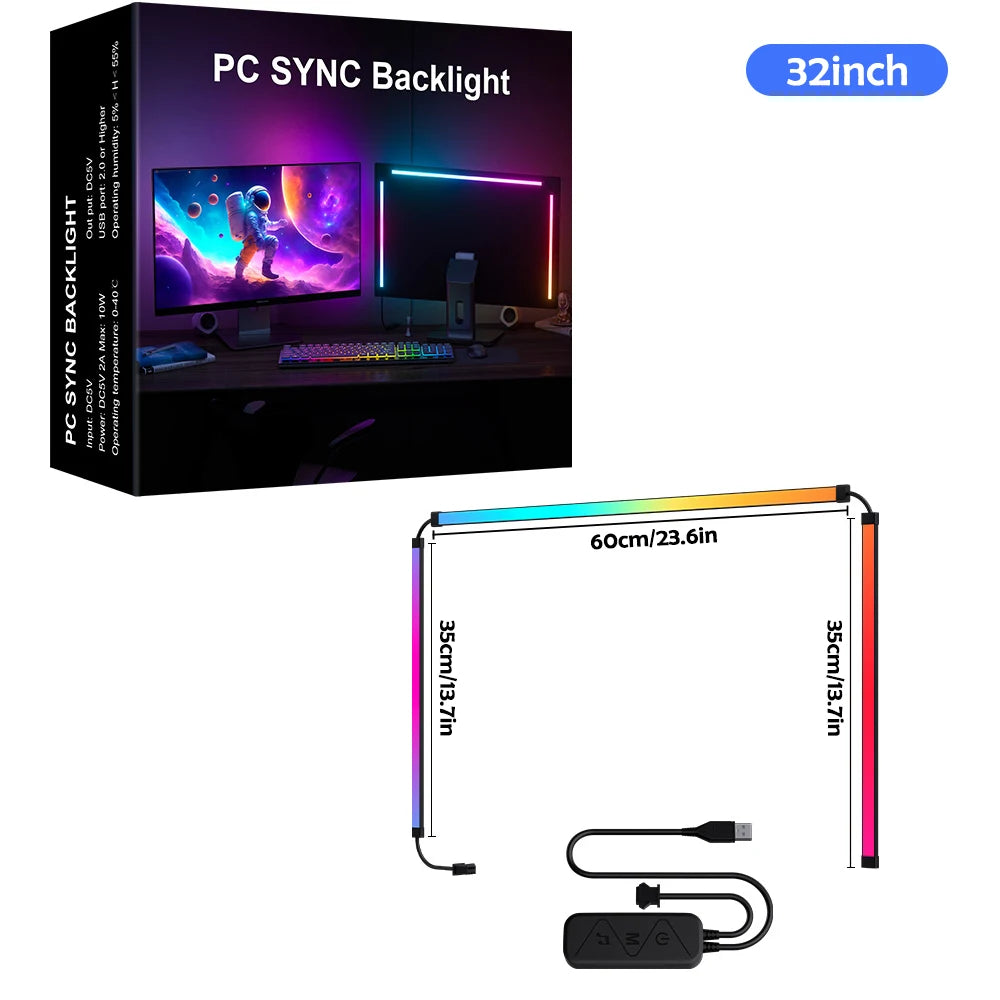 Bande Lumineuse RGB LED de Rétroéclairage pour Moniteur PC | Synchronisation Écran et Musique | Kit d'Ambiance Gaming